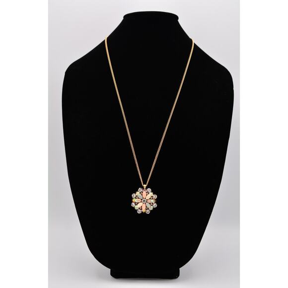 J. Crew Crystal Pendant Necklace Multi-Color Rhinestone Brushed Gold Shiny Bin3A - Picture 3 of 12